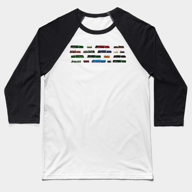 Iconic British Steam Trains Baseball T-Shirt by ontherails